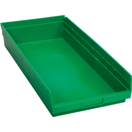 Global Industrial Shelf Storage Bin, Polypropylene, Green, 4 in H, 11-1/8 in W 184825GN